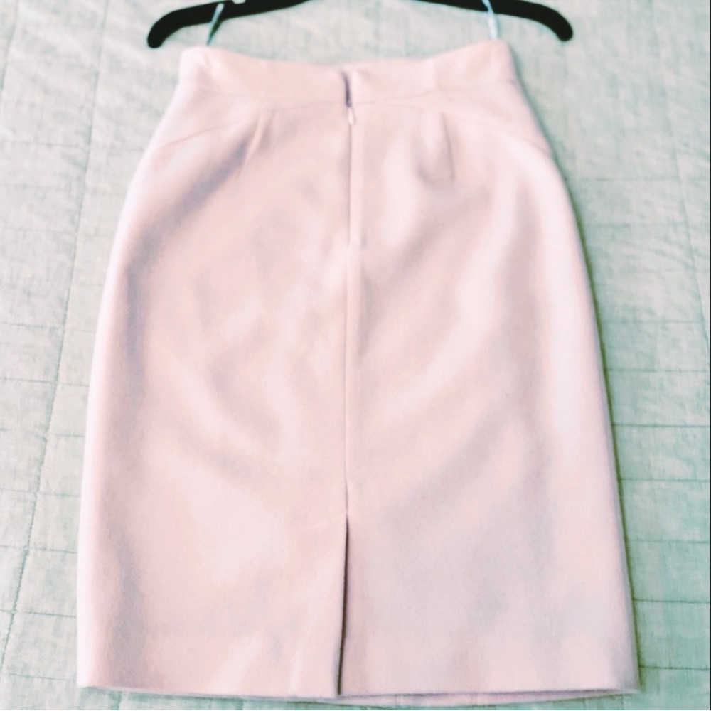 Thierry Mugler Couture Baby Pink Wool & Cashmere Midi Skirt W/ Back Slit - Picture 3 of 5
